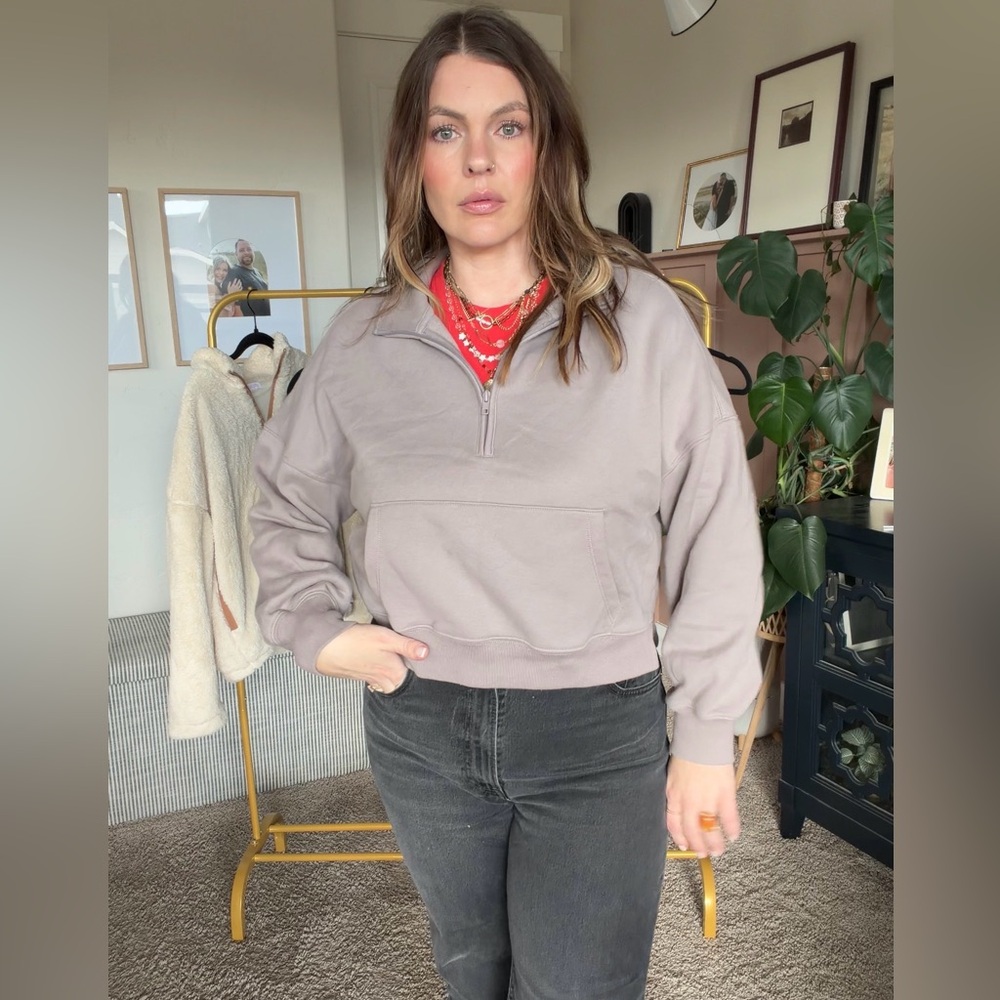 Abercrombie Taupe Half-Zip Sweatshirt